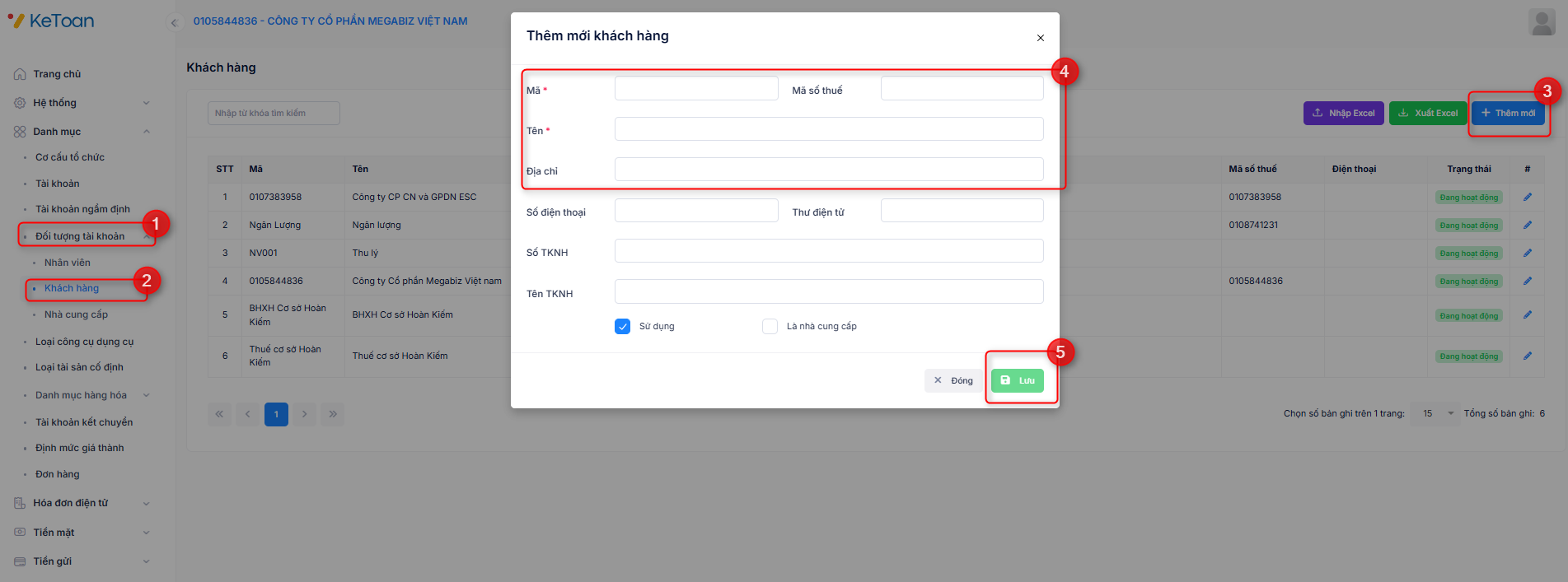 Khai báo Khách hàng