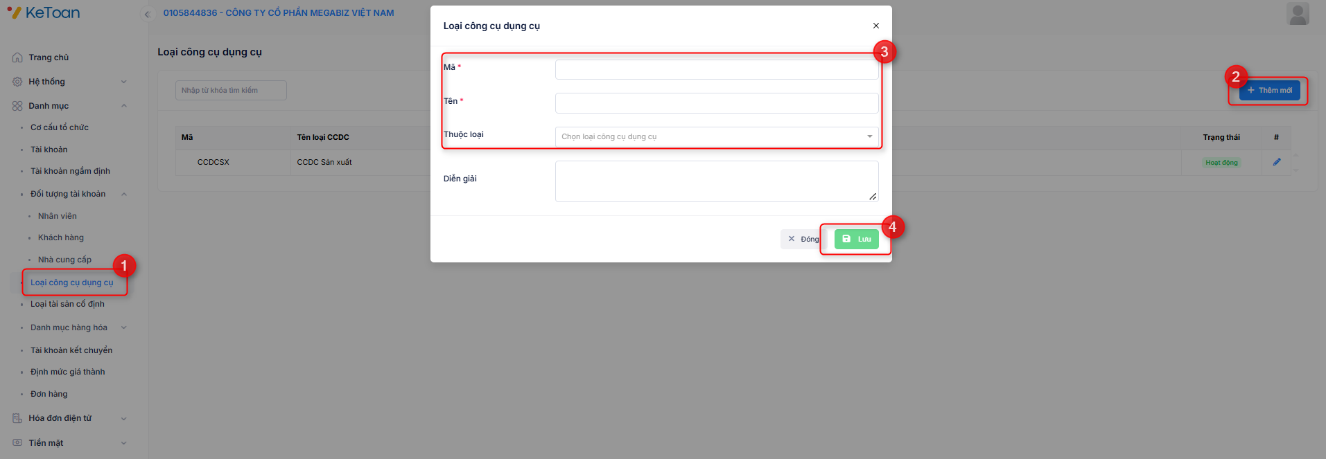 Loại công cụ dụng cụ